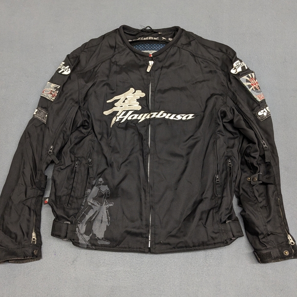 Joe Rocket Suzuki Hayabusa Black Motorcycle Jacket Vintage Y2K Patches - Picture 1 of 16